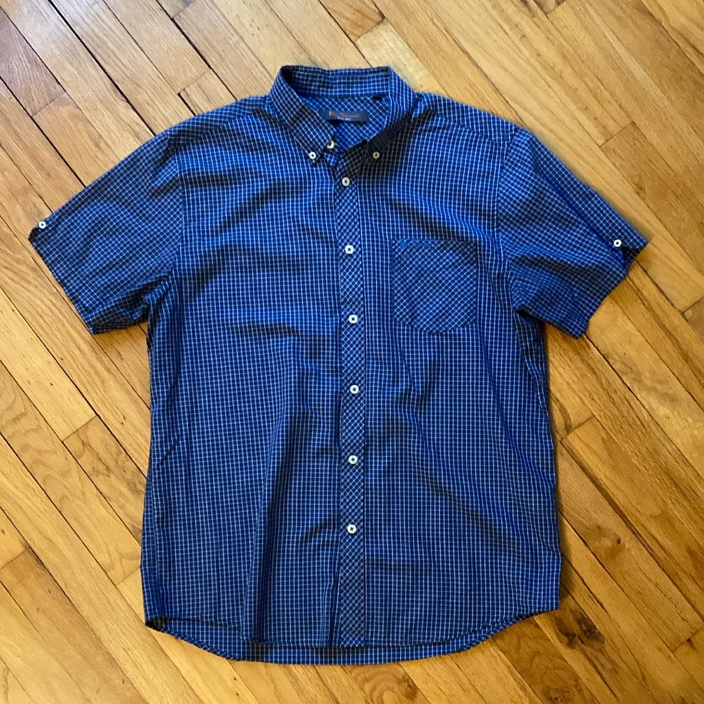 Ben Sherman Short Sleeve Blue Plaid Shirt